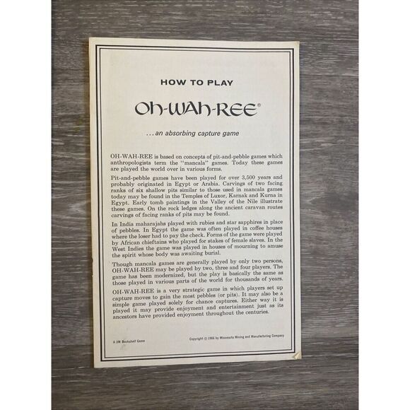 Vintage Oh-Wah-Ree  1962 3M Bookshelf Board Game - Picture 4 of 9